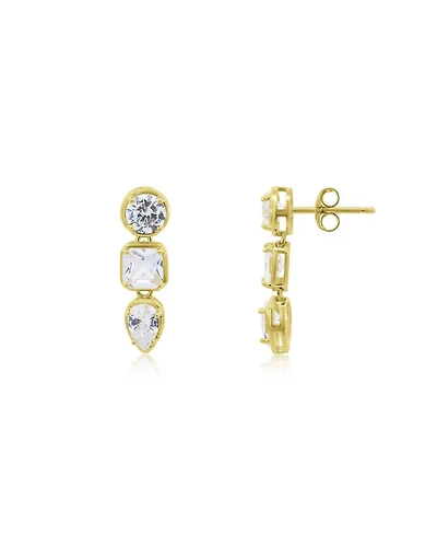 The Lovery Cz Fancy Shape Drop Earrings 14K Gold-Plated Sterling Silver