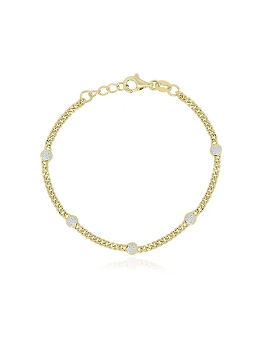 The Lovery Cz Station Curb Chain Bracelet 14K Gold-Plated Sterling Silver