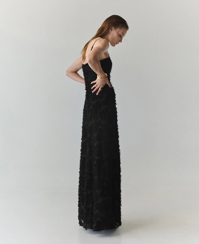 Mango Women's Semi-Transparent Feather A-Line Dress