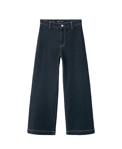 Mango Women's Catherin Culotte Wide-Leg High-Rise Dark-Rinse Jeans
