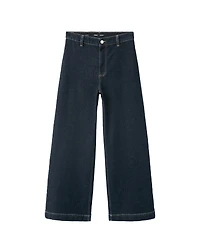 Mango Women's Catherin Culotte Wide-Leg High-Rise Dark-Rinse Jeans
