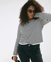 Mango Women's Striped Crewneck Long-Sleeve Sweater