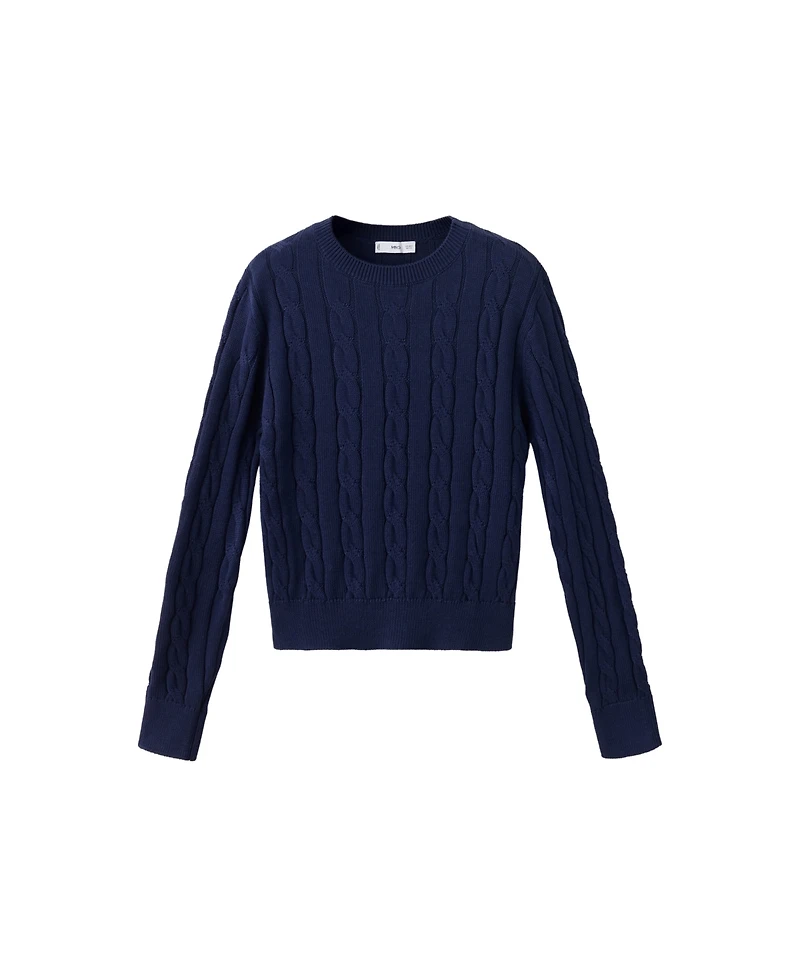 Mango Women's Cable-Knit Crewneck Sweater