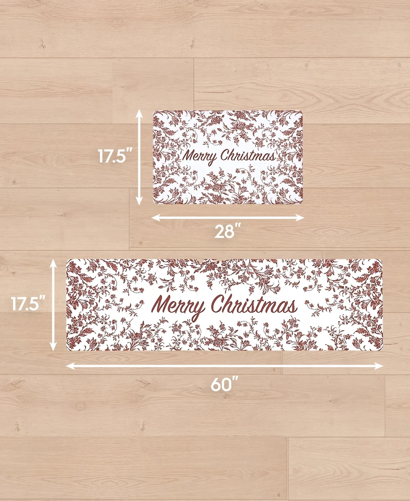 Laura Ashley Amberley Merry Christmas Non-Slip 2-Piece Kitchen Mat