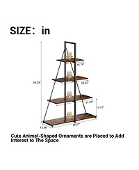 gaomon 4-Tier Industrial A-Frame Ladder Bookshelf,Metal Frame Retro Wood Display Rack for Living Room and Home Office Storage