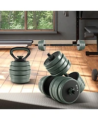 Glintex Adjustable Dumbbell Set, 4-in-1 Barbell and Kettlebell, 91.5 lbs Total