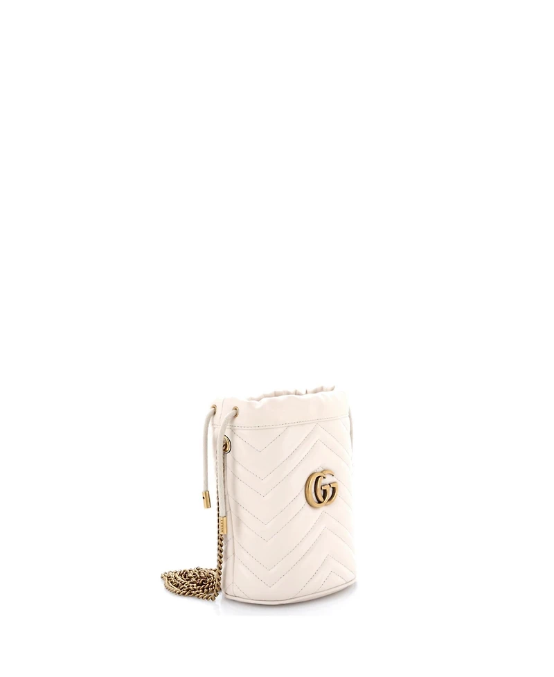 Pre-Owned Gucci Mini Gg Marmont Bucket Bag Matelasse Leather