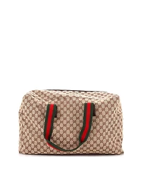 Pre-Owned Gucci Large Web Carry On Duffle Bag Gg Canvas