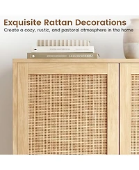 Gymax Shoe Cabinet 2 Doors6-Tier Rattan Storage Adjustable Shelves