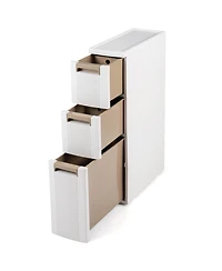 Gymax 3-Tier Narrow Storage Cabinet 3 Drawers and 2 Removable Dividers Wheels
