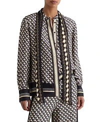 Reiss Women's Carmine Scarf-Print Tie-Neck Shirt