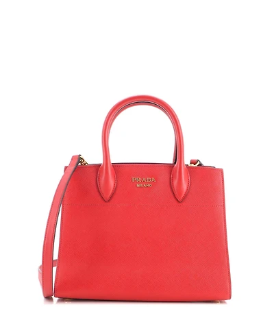 Pre-Owned Prada Small Bibliotheque Tote Saffiano with City Calf
