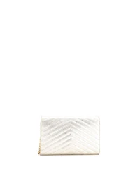 Pre-Owned Saint Laurent Medium Classic Monogram Wallet on Chain Matelasse Chevron Metallic Leather