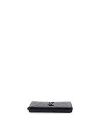 Pre-Owned Saint Laurent Classic Monogram Zip Around Wallet Matelasse Chevron Leather