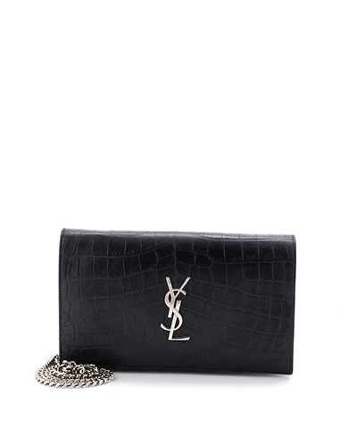 Pre-Owned Saint Laurent Large Classic Monogram Clutch Embossed Leather