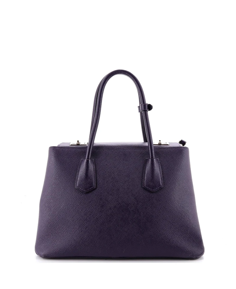 Pre-Owned Prada Small Turnlock Cuir Twin Tote Saffiano Leather