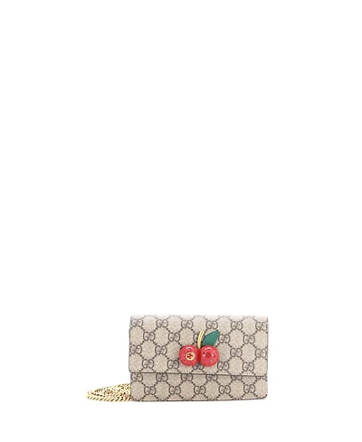 Pre-Owned Gucci Mini Cherries Wallet on Chain Gg Coated Canvas