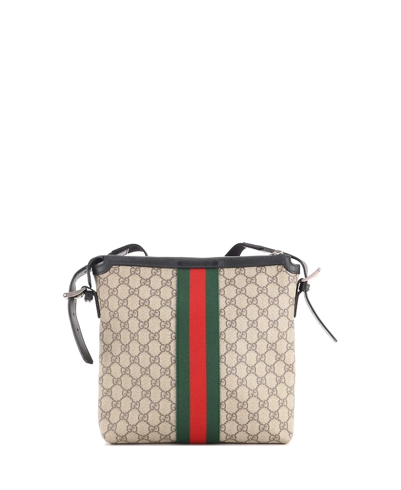 Pre-Owned Gucci Medium Web Messenger Bag Gg Coated Canvas