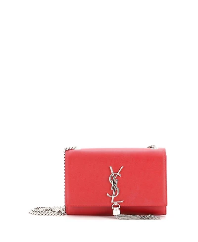 Pre-Owned Saint Laurent Small Classic Monogram Tassel Crossbody Bag Grainy Leather