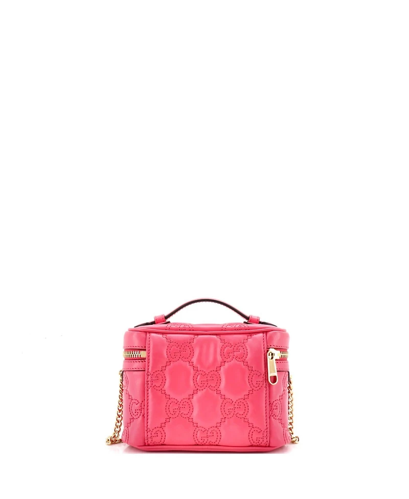 Pre-Owned Gucci Mini Top Handle Vanity Chain Bag Gg Matelasse Leather