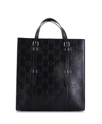 Pre-Owned Gucci Medium Tote Bag Gg Embossed Perforated Leather