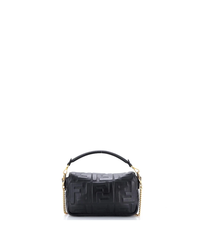 Pre-Owned Fendi Mini Baguette Nm Bag Zucca Embossed Leather