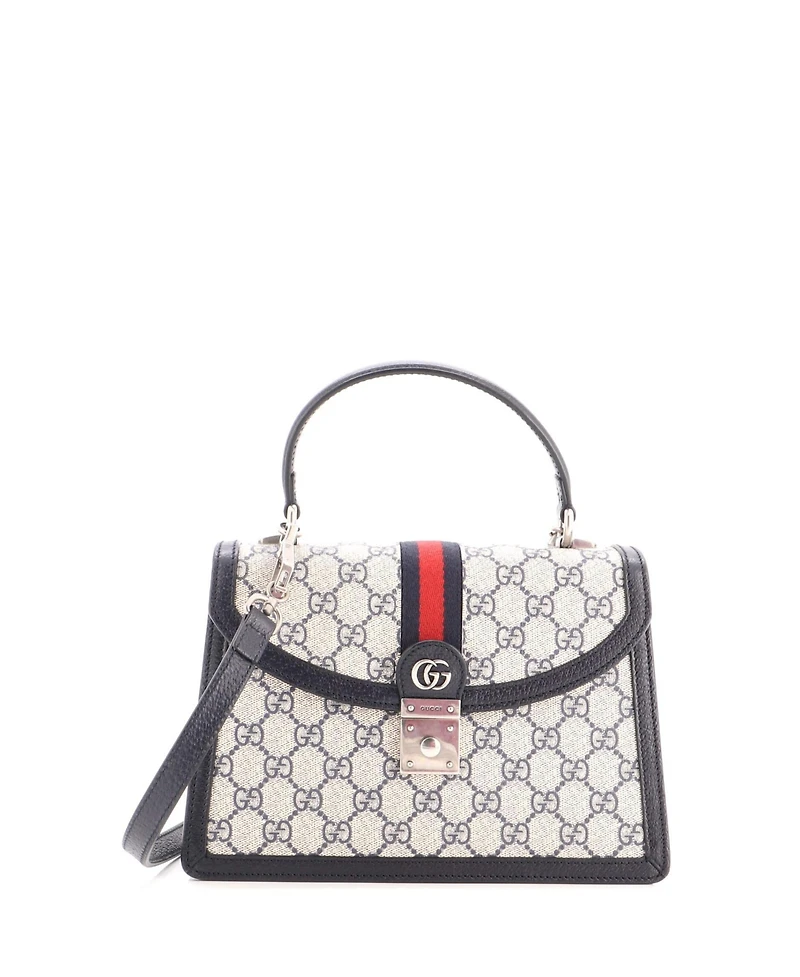 Pre-Owned Gucci Small Ophidia Flap Top Handle Bag Gg Coated Canvas