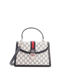 Pre-Owned Gucci Small Ophidia Flap Top Handle Bag Gg Coated Canvas