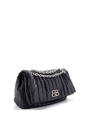 Pre-Owned Balenciaga Medium Monaco Chain Flap Shoulder Bag Quilted Leather