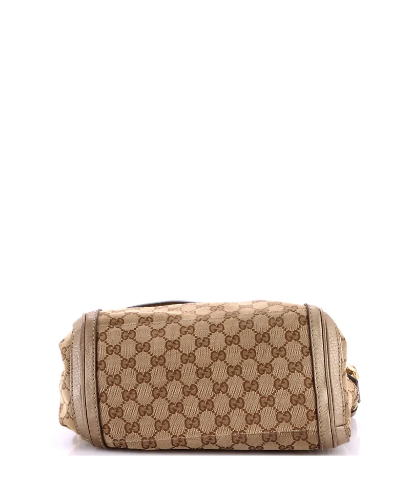 Pre-Owned Gucci Medium Bella Flap Shoulder Bag Gg Canvas with Leather