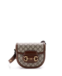 Pre-Owned Gucci Mini Horsebit 1955 Rounded Shoulder Bag Gg Coated Canvas and Leather