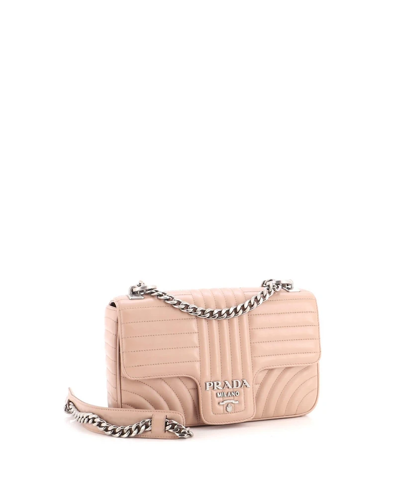 Pre-Owned Prada Medium Chain Flap Shoulder Bag Diagramme Quilted Leather