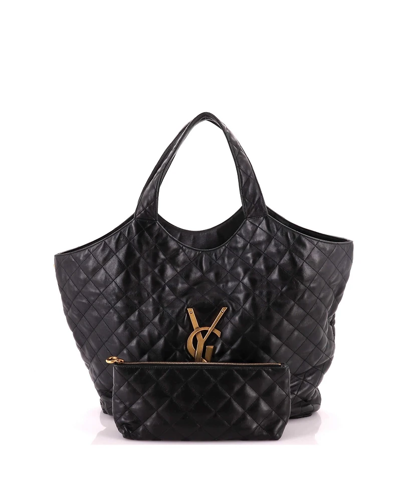 Pre-Owned Saint Laurent Maxi Icare Shopping Tote Quilted Leather