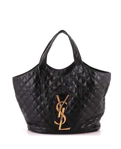 Pre-Owned Saint Laurent Maxi Icare Shopping Tote Quilted Leather