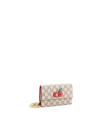 Pre-Owned Gucci Mini Cherries Wallet on Chain Gg Coated Canvas