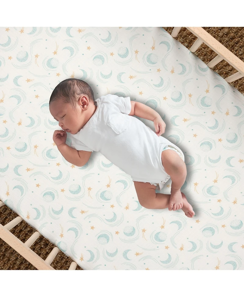 Lambs & Ivy Signature 100% Organic Cotton Muslin Celestial Fitted Crib Sheet