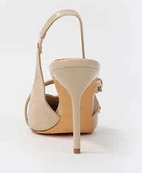 Carlee Croc Embossed Pointed Toe Slingback Stiletto Pumps