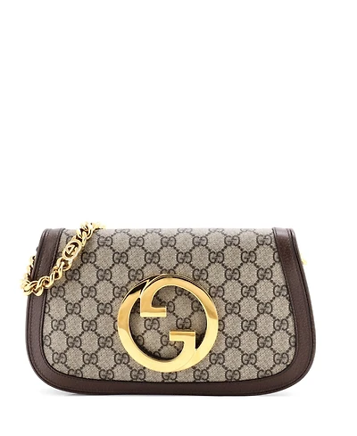 Pre-Owned Gucci Small Blondie Nm Chain Flap Bag Gg Coated Canvas