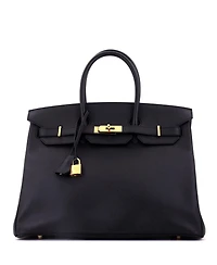 Pre-Owned Hermes Birkin 35 Handbag Black Epsom with Gold Hardware