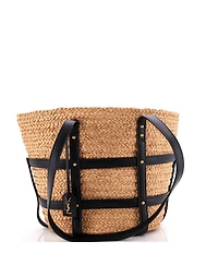 Pre-Owned Saint Laurent Caged Basket Tote Raffia with Leather