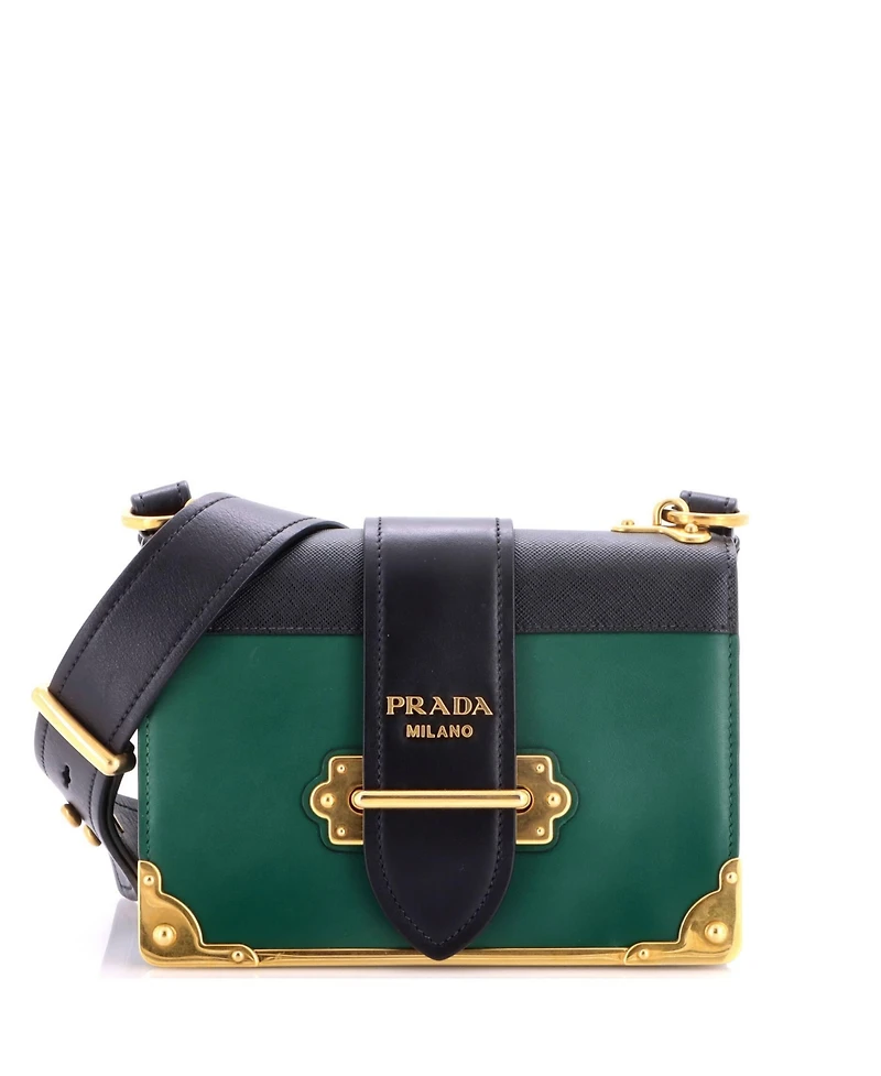 Pre-Owned Prada Small Cahier Crossbody Bag Leather and Saffiano Leather