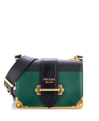 Pre-Owned Prada Small Cahier Crossbody Bag Leather and Saffiano Leather