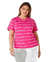Ashley Stewart Plus I Am Printed Crewneck T-Shirt