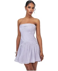 Miss Circle Women's Yalena Lavender Crystal Organza Strapless Mini Dress