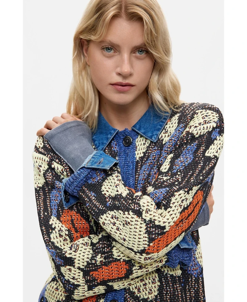 Desigual Women's Jacquard jumper with shirt collar