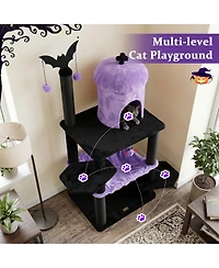 Gymax Gothic Cat Tree for Indoor Cats 51 Inch Spooky Tower With Castle House Hammock