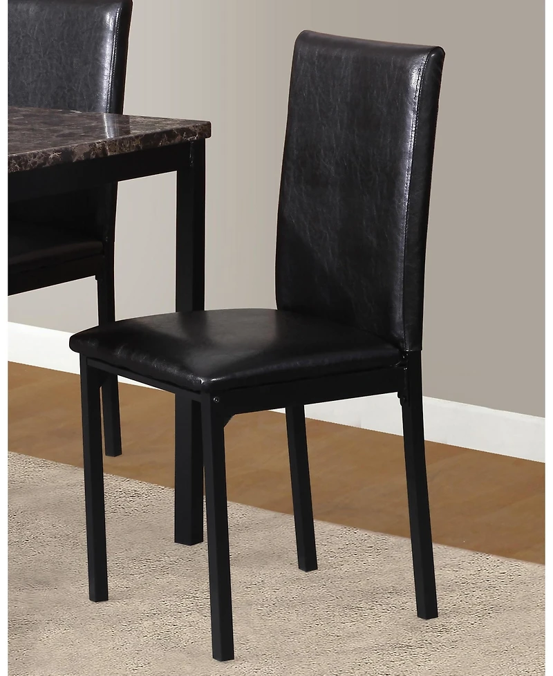 Flynama 5-Piece Metal Dining Set, Laminated Faux Marble Top Table and 4 Faux Leather Chairs