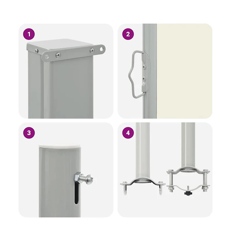 vidaXL Side Awning Cream Polyester, Powder-Coated Iron 47.2 x 118.1 in