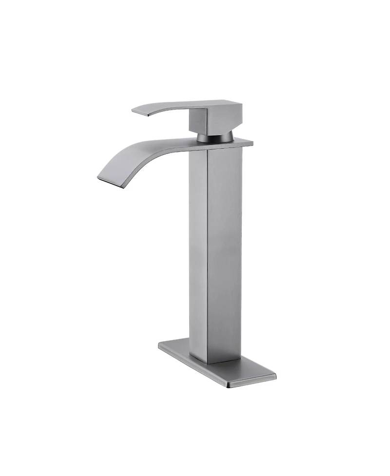 Busdyas Single Handle Waterfall Spout Bathroom Faucet for Sink