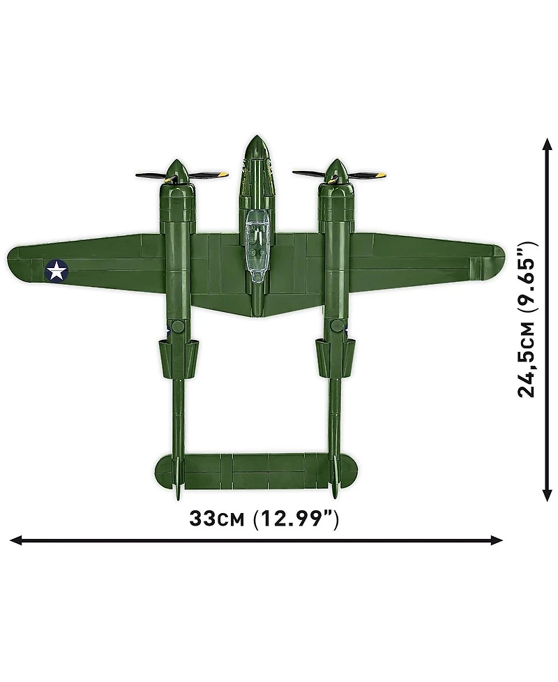 Cobi Wwii Lockheed P-38 Lightning Plane Historical Collection 1:48 Scale Rotating Propellers 332-Piece Building Set, Ages 7+